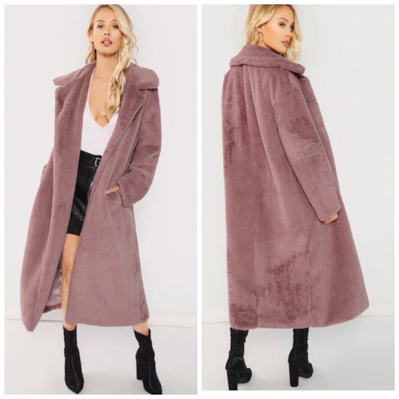 SHEIN Jackets & Blazers - ‫Muaeve Longline Faux Fur Coat